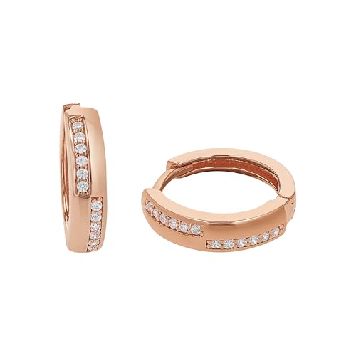 Amor 925 Sterling Silber Damen Ohrschmuck, mit Zirkonia synth., 1,5 cm, Roséfarben, Kommt in Schmuck Geschenk Box, 2022065