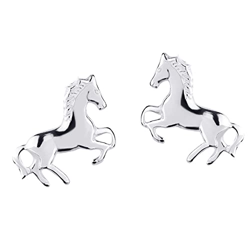 FIVE-D Ohrstecker Ohrringe Pferd Pony Galopp 925 Silber (Pferd Steigend)