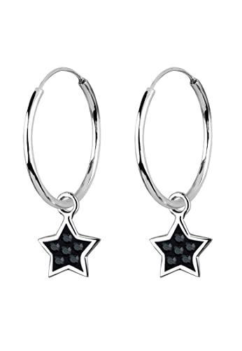 Elli Ohrringe Damen Stern Creolen mit Kristallen in 925 Sterling Silber