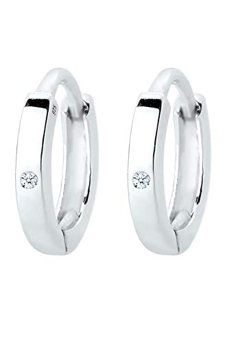 Elli DIAMONDS Ohrringe Damen Creolen Basic mit Diamant (0.01 ct.) in 925 Sterling Silber