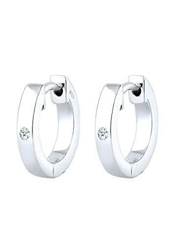 Elli DIAMONDS Earrings Women Creole Basic Diamond (0.03 ct.) in 925 Sterling Silver