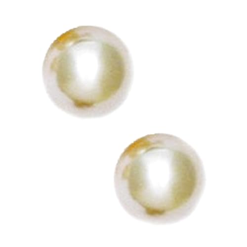 Golden 14 Karat Gelbgold 7 mm runder Swarovski-Element Pearl Crystal Ohrringe JewelryWeb