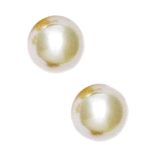 14 ct Gelb Golden 9 mm rund Kristall Perle Swarovski Element Ohrringe