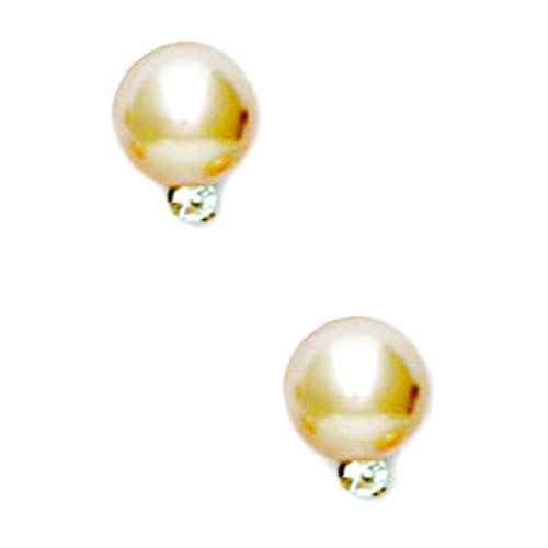 14 ct Gelb Golden rund 7 mm Kristall Perle und CZ Swarovski Element Ohrringe – JewelryWeb