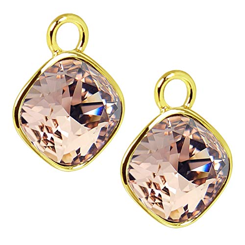 Charm Anhänger 2 Stück Gold 925 Sterling Silber Rosa für Creolen Markenkristalle NOBEL SCHMUCK®