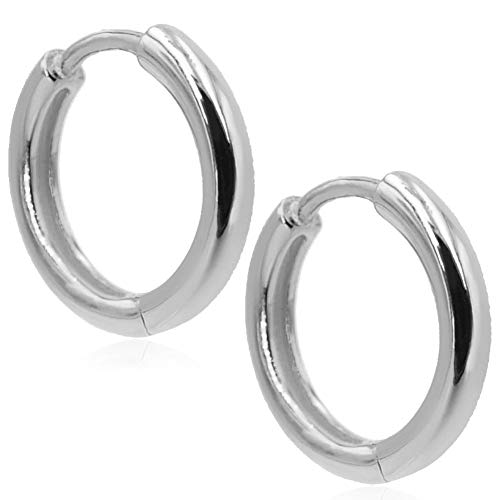 Silber-Creolen Ohrringe 925 Sterling 1 Paar Durchmesser 14 mm NOBEL SCHMUCK®