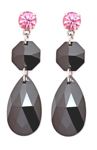 Dreibettzimmer Kristall, Teardrop Jet & Pink/Rosa Kristall, Teardrop Jet &