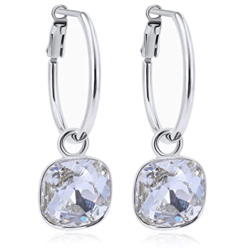 Silber-Creolen 925 Sterling mit Charm Anhänger Markenkristalle Ohrringe NOBEL SCHMUCK