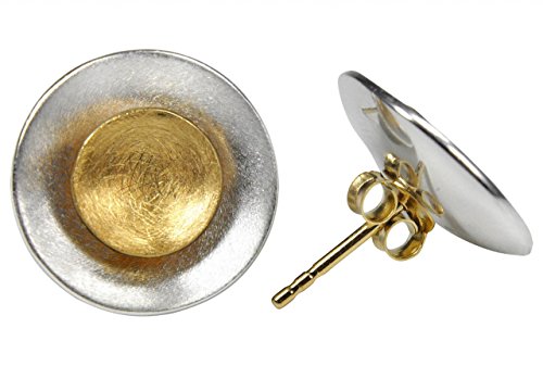 SILBERMOOS Ohrstecker Kreis Scheibe 2 in1 variabel rund vergoldet matt Sterling Silber 925