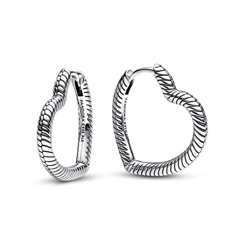  Heart snake chain pattern sterling silver hoop earrings 292236C00