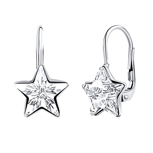 SILVEGO Damen Ohrringe aus 925 Sterling Silber Stern mit Swarovski Crystals