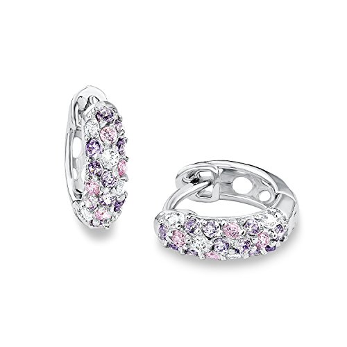 Prinzessin Lillifee Mädchen-Ohrringe Creolen 925 Sterling Silber Zirkonia rosa lila